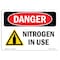 Signmission Safety Sign, OSHA Danger, 7" Height, 10" Width, Rigid Plastic, Nitrogen In Use, Landscape OS-DS-P-710-L-2458 - alternate 1